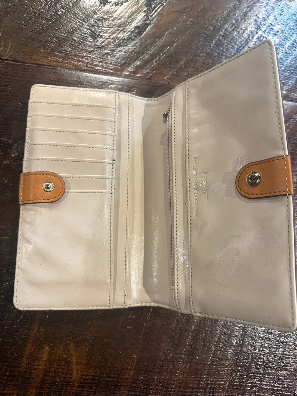 Stella & Dot Orange Perforated Leather Wallet Clutch with Metal Bar